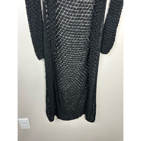 Ser.O.Ya Allison Crochet Button Down Maxi Cardigan Cover Up Black Beach XS S - Picture 4 of 8